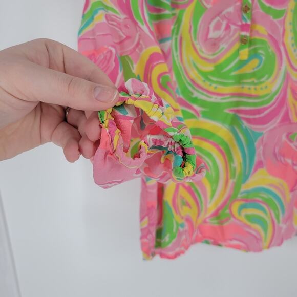 Lilly Pulitzer All Nighter Paisley Silk Elsa Blouse XS - Picture 7 of 12